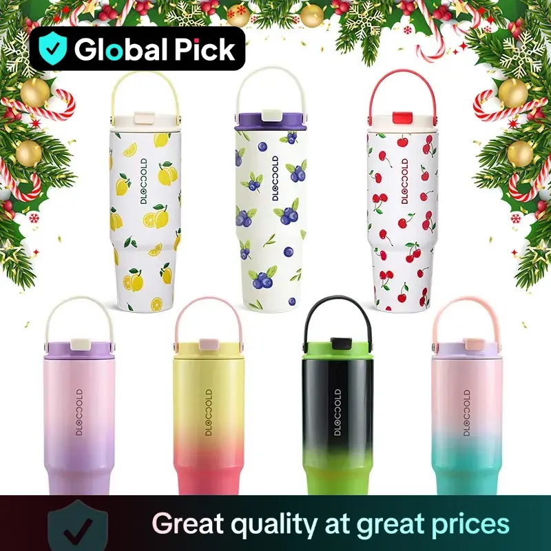 30oz Stainless Steel Tumbler with Straw & Handle, 1 Count Portable Insulated Double Walled Water Bottle with Handle, Reusable Cup for Home Office Car,