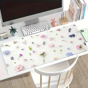 Floral Design Desk Mat, Non-Slip Rubber Base, Smooth Surface, Ideal for Home Office, Gaming, Computer, Workstation Decor