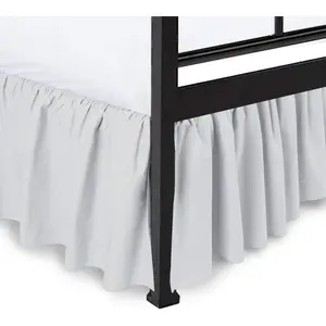 Ruffled Bed Skirt with Split Corners, Light Grey, King 14 Inch Drop Bedskirt, Hotel Quality Brushed Microfiber Wrinkle Free Dust Ruffle Bed Skirt King Size