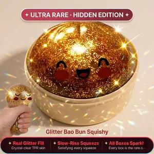 Viral Dumpling Squishy Mystery Blind Box ULTRA RARE Gold Glitter Hidden Edition | Dumpling Squishies Squishy Dumpling Slow Rise Stress Relief Fidget Toy Soft TPR Squeeze Ball Sensory ASMR Gift butter relief hand toy