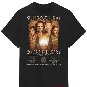 Supernatural 20th Anniversary 2005-2025 Signatures T-Shirt - Limited Edition Graphic Tee, Iconic TV Show Apparel for Fans