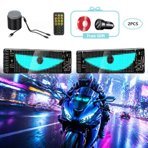 2-Pack Waterproof Devil Eyes Flexible LED Car Lights, 6.81''x2.75'' Size, 16x32 Pixels Animated Glow, Perfect Sync, Programmable Designs, App Remote Control, Double Tape Mount for Cars/SUVs, Flexible Led Lights