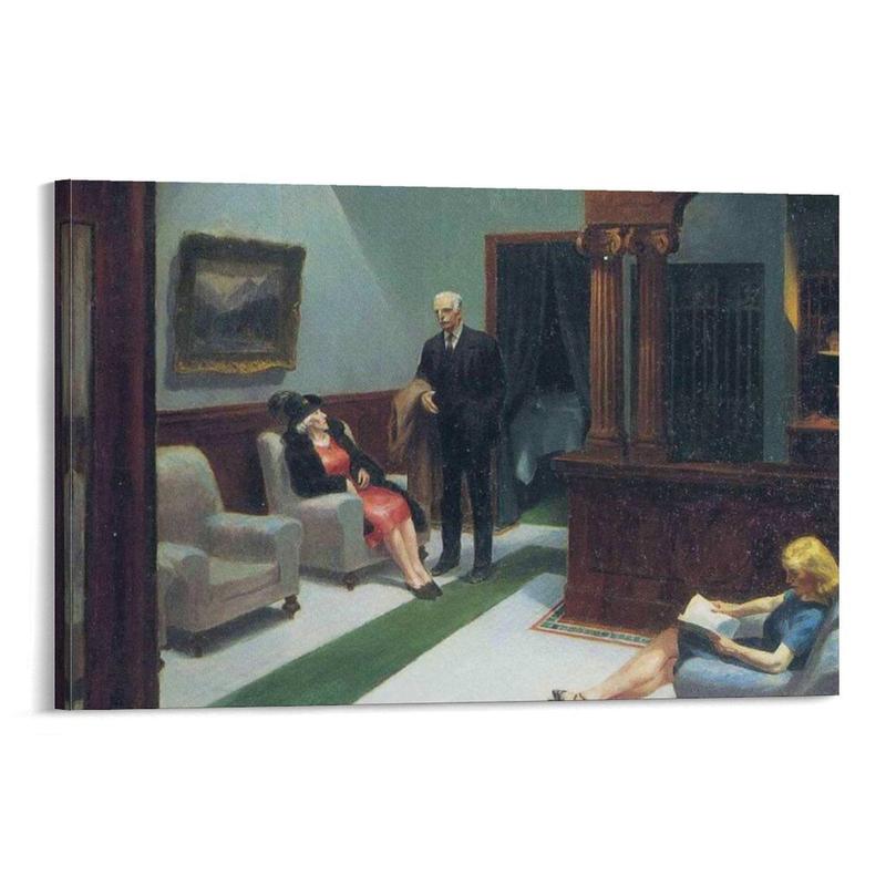 Hotel Lobby Edward Hopper Wall Art Poster Scroll Canvas Painting Picture Frame Living Room Decor Home