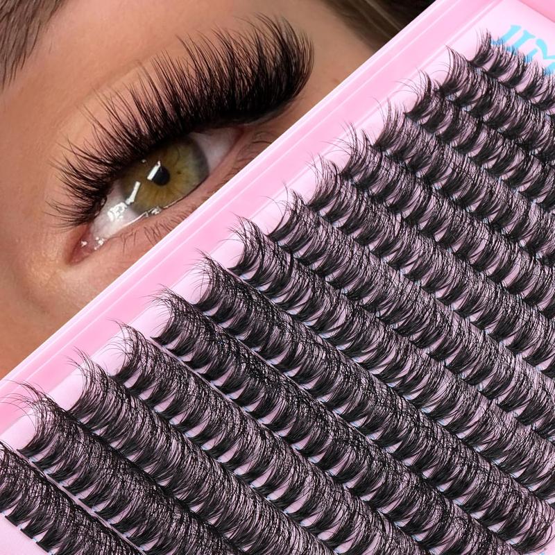 JIMIRE 50D Fluffy Eyelash Extension Kit 280Pcs Volume Lash Clusters Kit Mink Lash Extension Kit with Lash Bond and Seal D Curl Cluster Eyelash Extensions Soft 9-16MM Individual Eyelash Clusters Kit