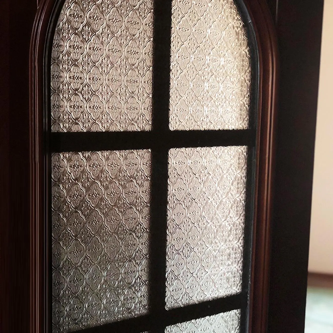 Vintage Hibiscus Pattern Glass Film, 1 Count Privacy Film, Window Privacy Films, Static Cling Window Film, Sun Shade Film for Cabinet and Door, Home Decor