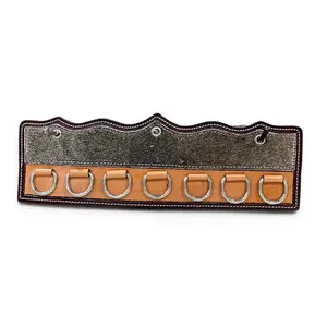 Cowhide and Tooled Scarf/Rag Holder with Six D-Rings for Secure Storage and Organization