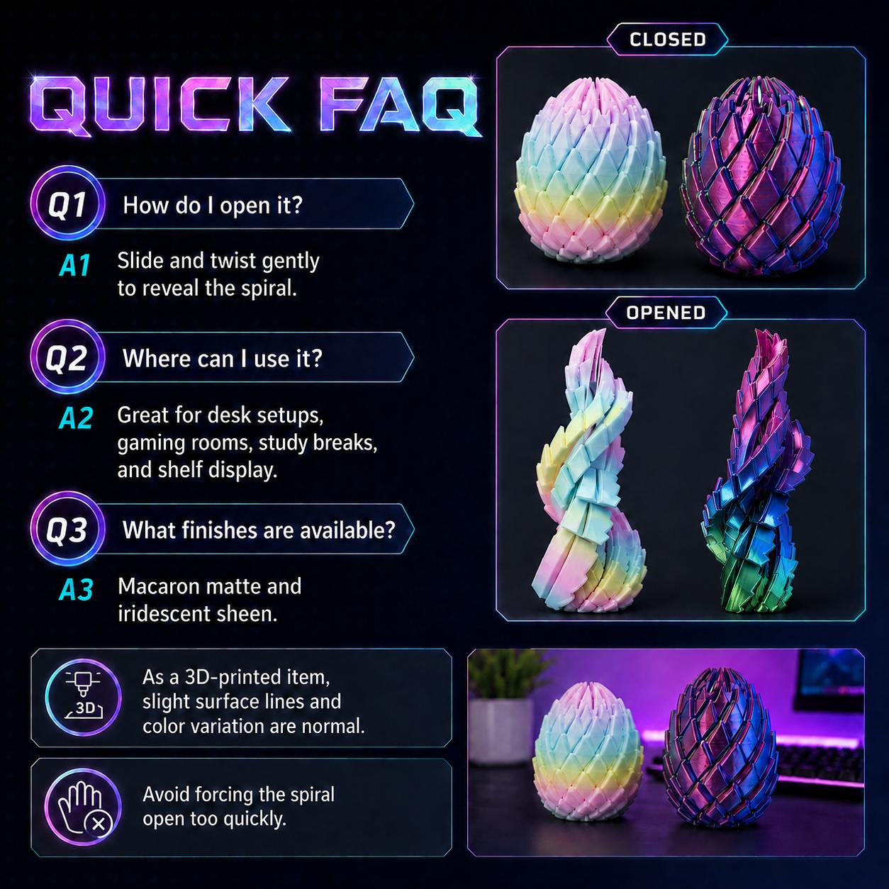 Twisty Fidget Egg — 3D Printed Smooth Spiral Sensory Toy for Stress Relief & Focus | Silent, Pocket-Sized Slippery Egg Fidget | Desk Toy Gift for Adults, Teens & Kids | Holographic Pouch Included Twisty Fidget Egg — 3D Printed Smooth Spiral Sensory Toy for Stress Relief & Focus | Silent, Pocket-Sized Slippery Egg Fidget | Desk Toy Gift for Adults, Teens & Kids | Holographic Pouch Included