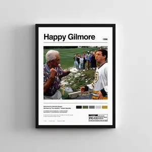 (No Frame) Happy Gilmore Movie Poster Print Iconic 90s Comedy Film Wall Art, Adam Sandler Fan Gift, Retro Sports Movie Poster for Home Decor