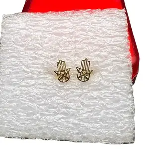 Hamsa hand gold stud earrings boho jewelry