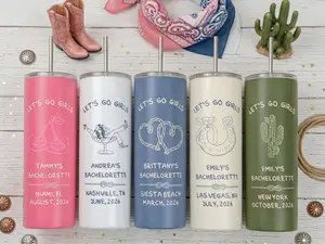 [MESSAGE OR LEAVE A NOTE] Personalized Western Bachelorette Tumblers, Custom Tumbler for Bachelorette Party Travel Cup, Girls Trip Tumbler, Bachelorette Party Favors, Gift For Her