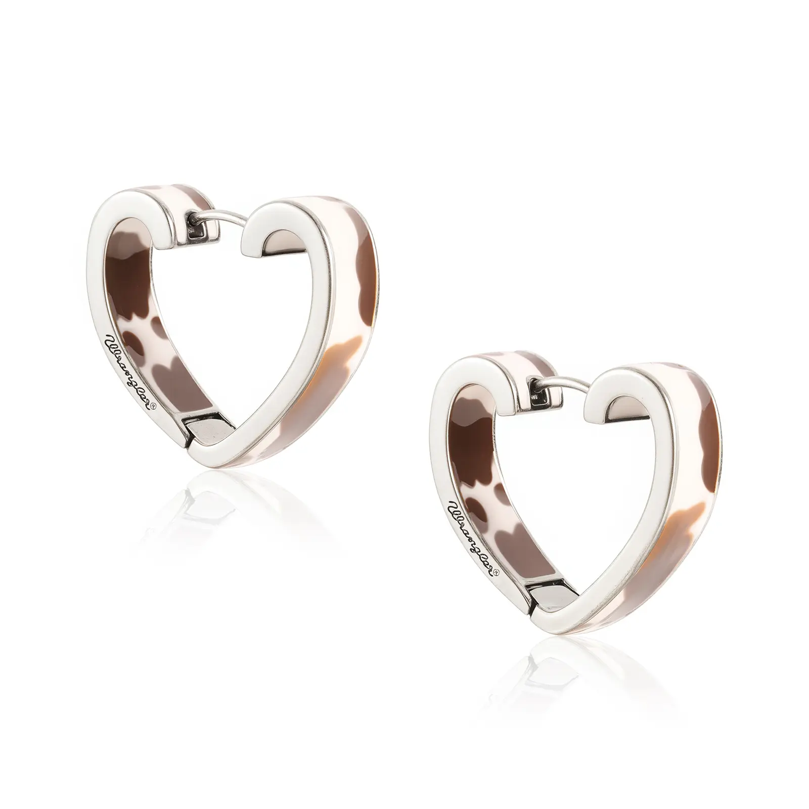 Wrangler Western Cowprint Heart Earrings for Women Gold Plated Fashion Jewelry Valentine's Day Gift Selection