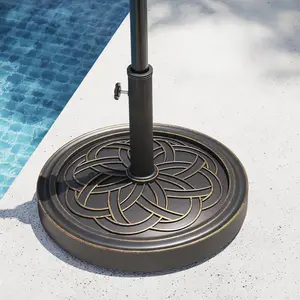 Heavy Duty Patio Umbrella Base Stand – 26 lb Bronze Resin – Adjustable Pole Adapter for 1.5-2.1 in Poles – Fits 7.5-11FT Outdoor Umbrellas – Rust Resistant, Stable Holder