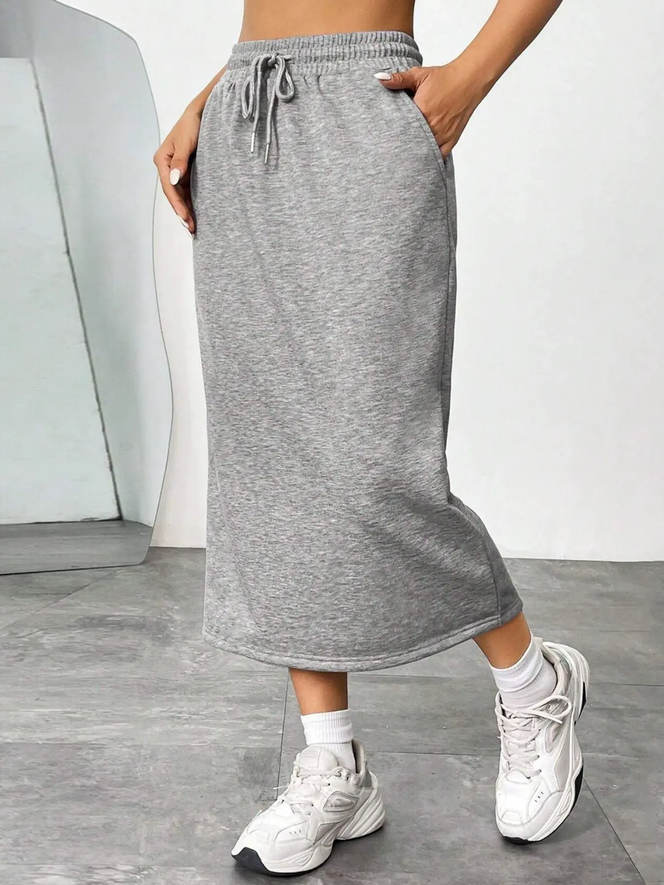 Women's Casual Knee-Length Skirt, High-Waisted Ankle Design, Soft Fabric, Perfect for Daily Wear, Fashionable and Versatile
