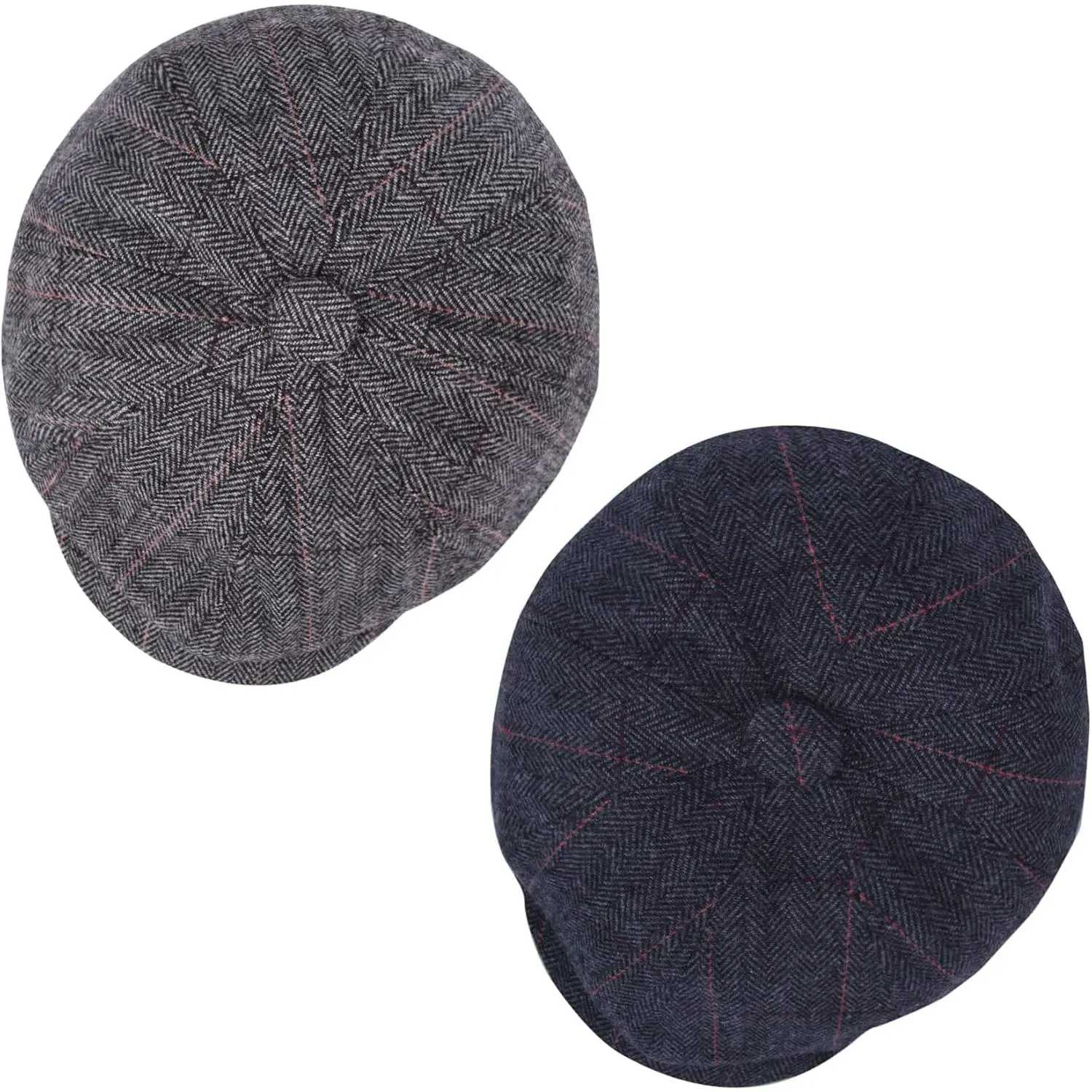 2 Pack Newsboy Cap for Men, Irish Newsies Hat Classic 8 Panel  Blend for Old Man Cabbie Driving