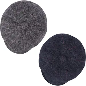 2 Pack Newsboy Cap for Men, Irish Newsies Hat Classic 8 Panel  Blend for Old Man Cabbie Driving