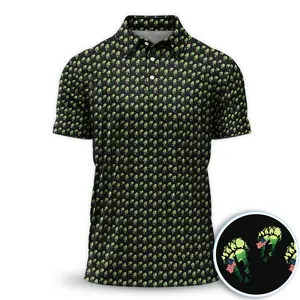 Bigfoot Patriotic Funny Footprint Polo Golf Shirt Short Sleeve Outdoors Menswear Lightweight Print