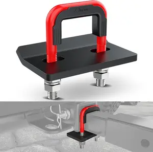 Nilight Trailer Hitch Tightener for 2 Inch Hitches Mount Anti Rattle Heavy Duty Steel with Rubber Cover Red U Bolt Matte Black Plate Electrophoresis Anti-Rust Triple Protective