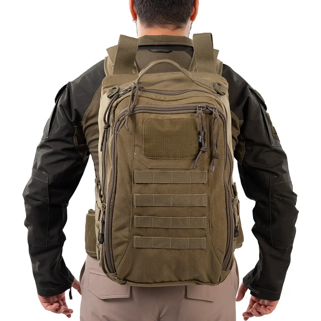 Adults' 35L Nylon 6/6 Fabric Modular Tactical Backpack - Adjustable, Outdoor Use, MOLLE Webbing, Ballistic Compatibility, Built-in Organizer, Pen Holders, Padded Laptop Sleeve, Armor Compartment, 2-Way Zips, Everyday Carry