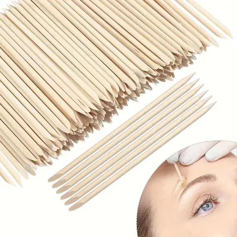 100 Quality Wooden Wax Applicator Sticks for Precise Eyebrow Lip and Nose Hair Removal, Unscented Mini Size for Home Spa and Skin Smoothing, Waxing Supplies