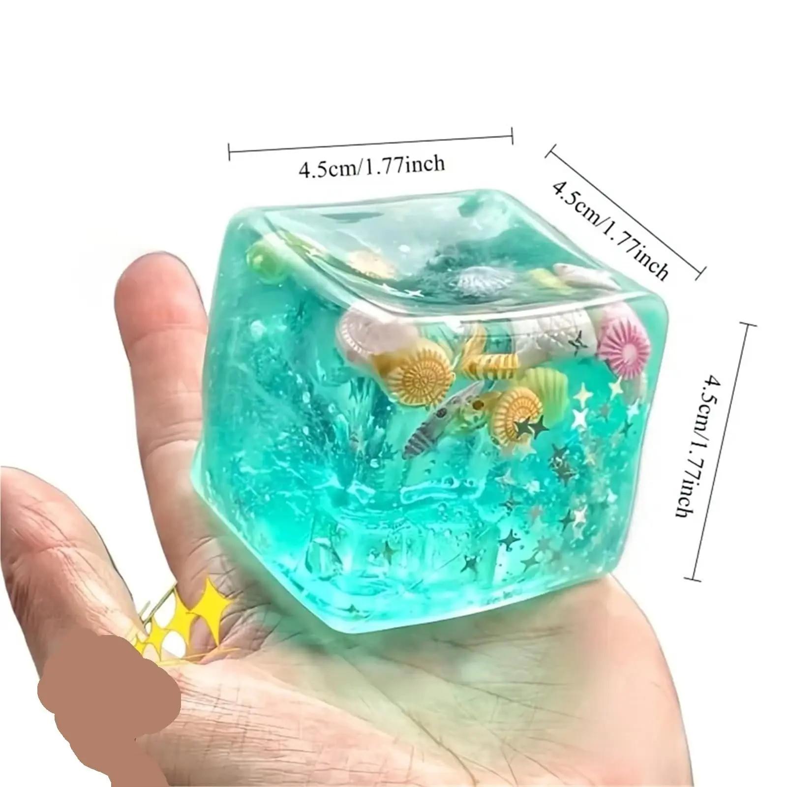 Square shaped marine gel ice block squeezing toy, slowly bouncing maltose ice ball stress-relieving toy, portable office exhaust stress-relieving toy, gender-neutral type