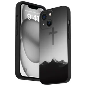 The Cross of Salvation Pattern Straight Edge Phone Case for iPhone 16 15 14 Pro Max 13 12 11 XR XS Plus Shockproof Drop Protective Rugged Durable Silicone Cover Cellphone Protective