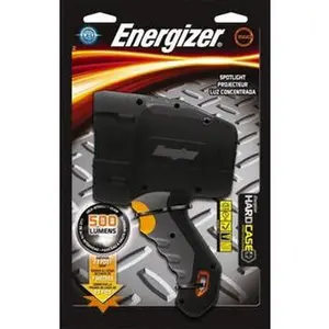 Energizer White LED Bulb, 500 Lumens, Industrial/Tactical Flashlight Black, Gray Plastic Body, 6 AA Alkaline Batteries Included HCSP61E