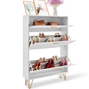 VEVOR Shoe Cabinet with 3 Flip Drawers,Shoe Storage Cabinet for Entryway, Free Standing Shoe Storage Organizer for Heels, Boots, Slippers in Hallway, Living Room