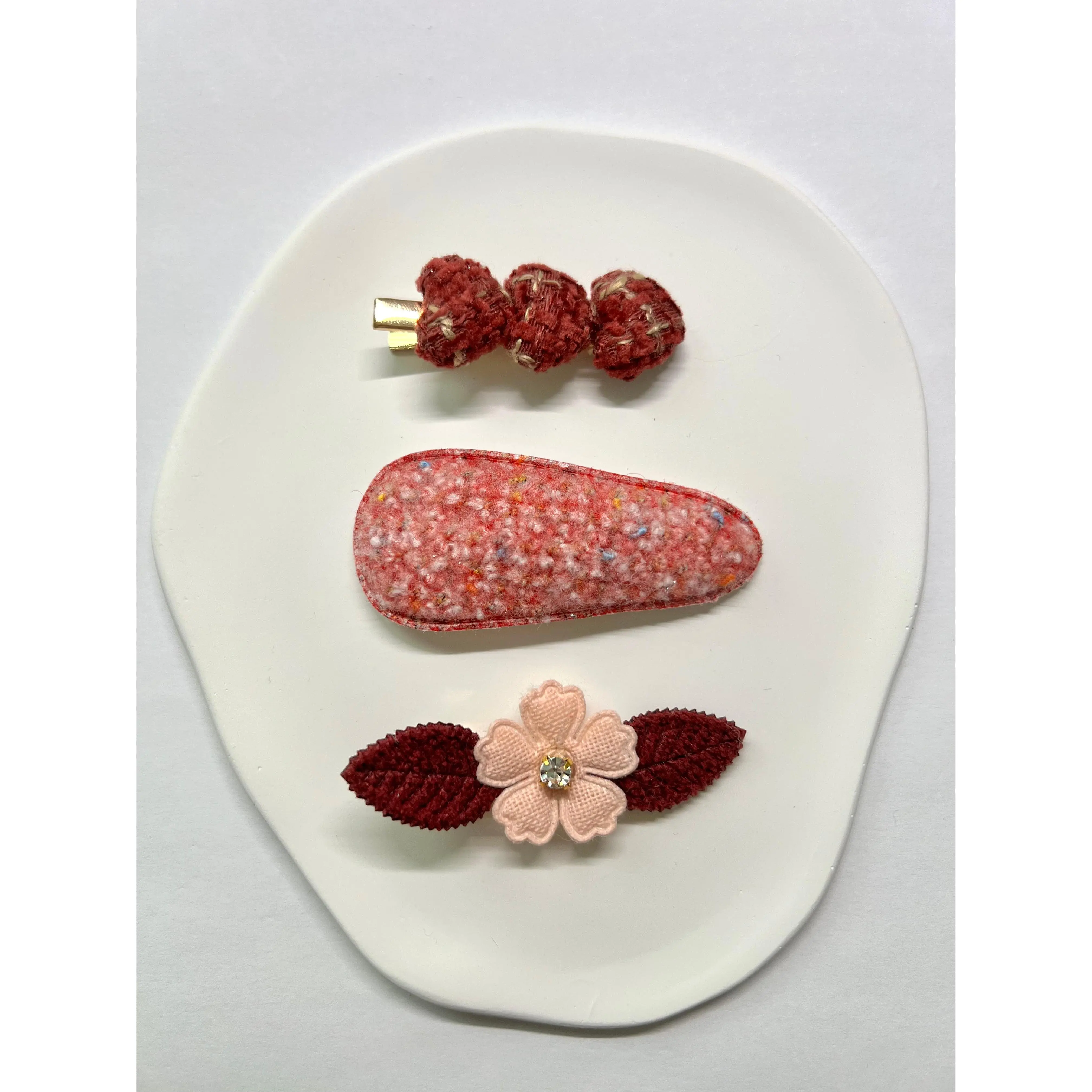Cherry red hair clips