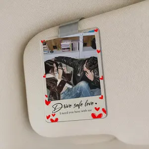 Personalized Couple Photo Car Visor Clip, Drive Safe I Love You, Valentines Gift For Him, Gifts For Boyfriend, Husband, Drive Safe Gift