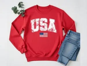 Retro USA Sweatshirt, Womens USA Crewneck Sweatshirt, USA Shirt, America Sweatshirt, 4th of July Sweatshirt, Patriotic Sweatshirt