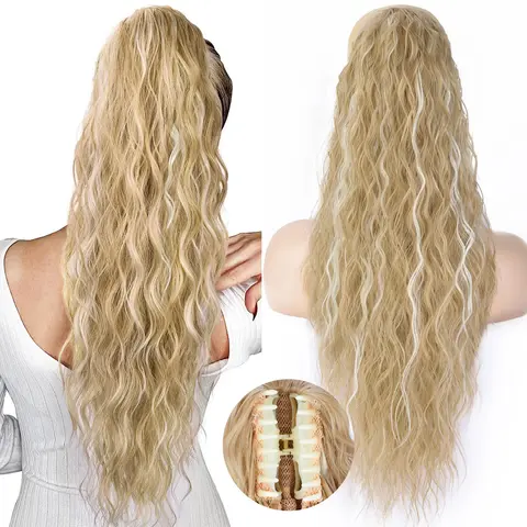 Sohochic AISI HAIR 30 in Glueless Synthetic Extensions Claw Clip Hairpiece - Heat-resist Curls Faux Locs Braids Frontal, Natural Brown, Secure Claw Hold, Enhances Your Look, Adds Texture and Volume for Women's Ponytail Hairstyles