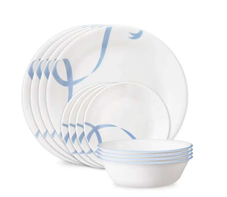 Blue Ribbons 12-Piece Glass Dinnerware Set (Service for 4)