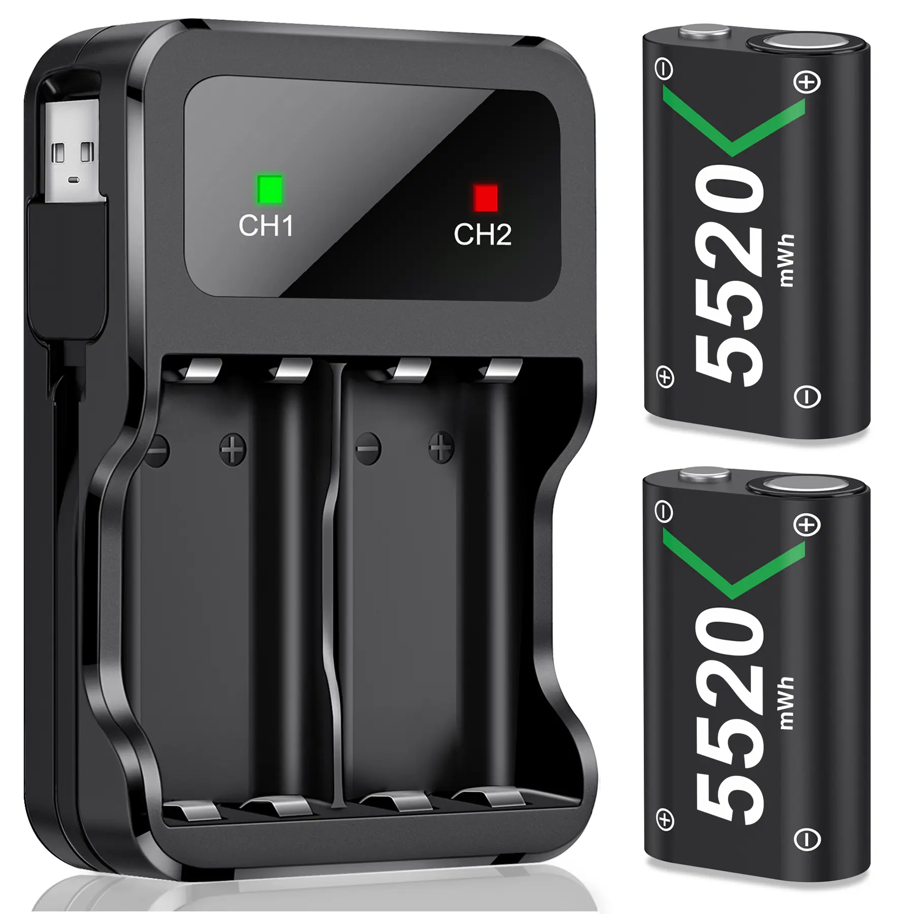 BEBONCOOL 2X5520mWh Xbox Controller Rechargeable Battery Pack For Xbox Series X/S/Xbox One X/Xbox One S