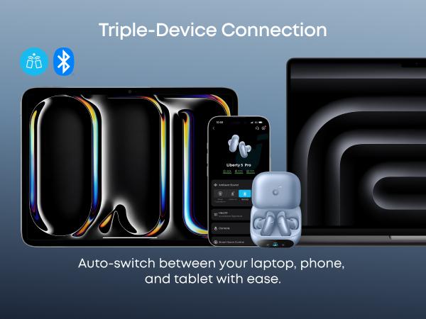 soundcore Liberty 5 Pro by Anker True Wireless Earbuds - Guinness World Records-Certified Call Quality, ANKER Thus AI Chip, Active Noise Cancelling (ANC Headphone), In-Ear Bluetooth Earbuds, Crystal-Clear Calls for Noisy Environments