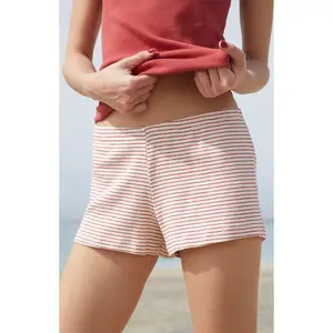 John Galt Women's Off White & Red Striped Emery Shorts