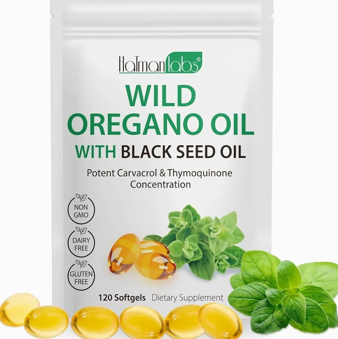 Oil of Oregano with Black Seed Oil, Organic Oregano Oil Softgels,Oregano Oil Capsules Organic,Non-GMO, Gluten Free,120