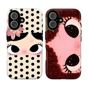Big Eye Coquette Floral Phone Case – Polka Dot Aesthetic Cover for iPhone 11–17 Pro Max & Galaxy S21–S26, Soft Girl Cute Style, Vintage Flower Design, Kawaii Girly Gift