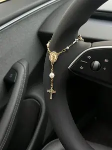 1pc Retro Steering Wheel Rosary Jewelry for Hanging & Wearing, Ladies' Bracelet, Rosary Car Pendant Accessory, Car Hanging Decoration, Unique Fashion Car Pendant Decoration
