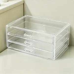 Transparent Acrylic Desk Organizer with Drawers, Stationery Organizer, Multi-Purpose Storage Box for Students & Office Supplies, Durable Design, Desk Tidy