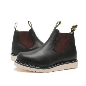 Steel toe Boots for Men  Footwear Comfort Walking Shoes Botas  Slip-resistant  Vibram Outsole Full Grain Leather