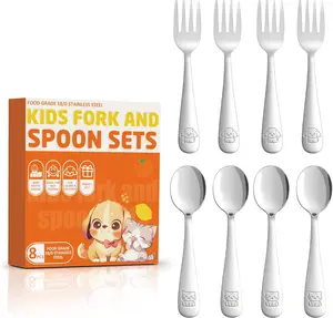8-Piece Toddler Utensils Set, Food Grade Stainless Steel Kids Silverware Set Including Forks and Spoons, Child-Sized, Dishwasher Safe