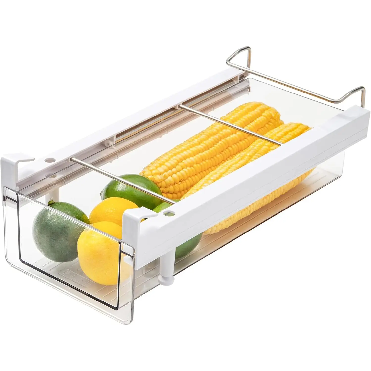 Refrigerator Organizer Bins, Clear Plastic Fridge Drawer With Handle Pull Out Fridge Drawer Organizer Under Shelf Drawer For Cheese, Deli Meat, Drinks, Fruit, Vegetable, Heavy Duty-M
