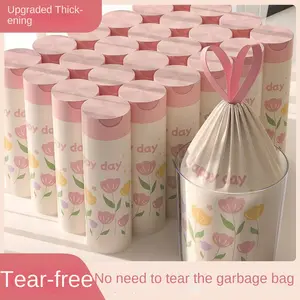 100 packs of lavender-scented thick and wide drawstring garbage bags, made of high-density polyethylene, multi-functional disposable storage bags, Drawstring trash bags, Sturdy trash bags, Durable trash bag