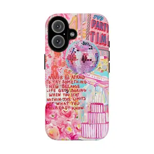 Mclaiwoodshop Pink Preppy Collage Preppy Wall Collage Never Afraid To Try Something New Colorful School Girls Phone Cases Phone Cover Hard Case Tough 2-piece Magnetic Phone Case