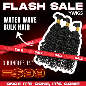 [3 Bundles=$99] YWIGS Bulk Human Hair for Braiding Human Braiding Hair for Boho Braids Water Wave Deep Wave 100g/Bundles 3 Bundles Deal=$99