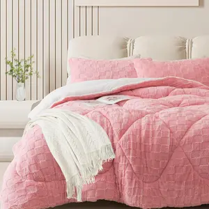 ®     Comforter Set King, Pink Winter Fleece Comforter Soft & Pluffy Plush Comforter Set, Cozy Fuzzy Bed Comforter 3 Pieces (1Comforter, 2 Pillowcases),102x90 inch