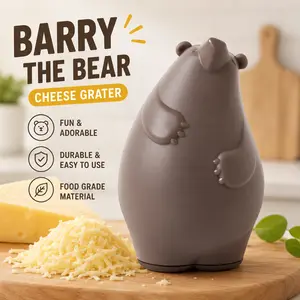 Barry The Bear Cheese Grater, Brown Stainless Steel Vegetable Shredder, BPA Free Dishwasher Safe Fun Kitchen Gadget for Cheese, Vegetables, Chocolate, Cooking Prep, Cute Kitchen Gifts and Everyday Kitchen Accessories