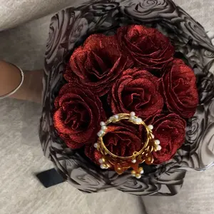 Glitter Rose Bouquet, 1 Count Eternal Artificial Rose Bouquet with No Assembly Required, Romantic Valentine's Day, Wedding, Anniversary and Engagement Gift, Glitter Rose Birthday and Christmas Gift, Decorative Bouquet #TOP PICKS