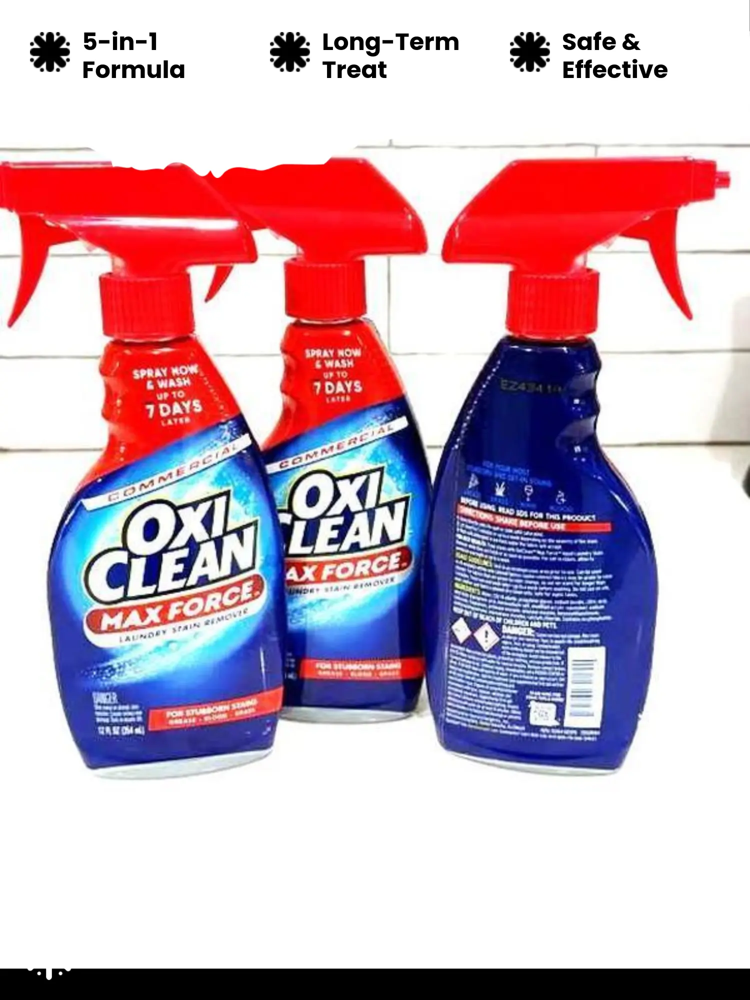 OxiClean Max Force Laundry Stain Remover Spray - 3-Pack, 12 fl oz Each, Dye-Free All-Purpose Cleaner for Denim, Baby Clothes, Bibs, Oil Stain Removal