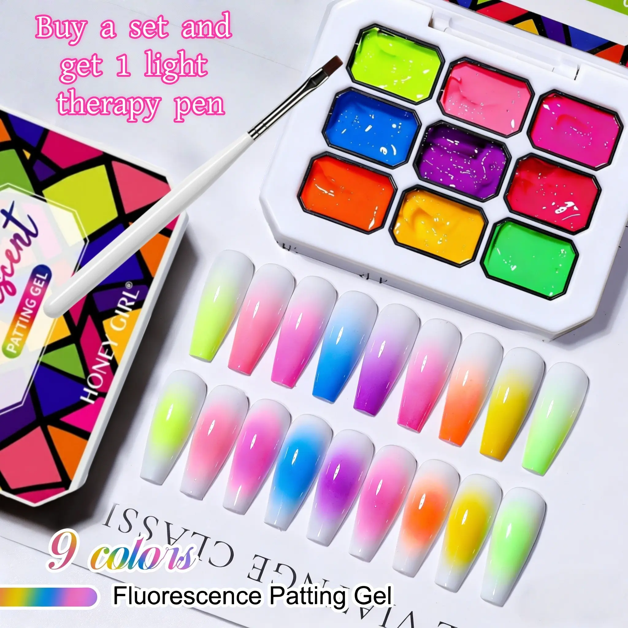 Y2K Nail Gel Set, Rainbow Dopamine Series, High Saturation Shine, Gel Shine Finish, Includes Nail Brush, LED Nail Art, DIY Nail Design, Manicure